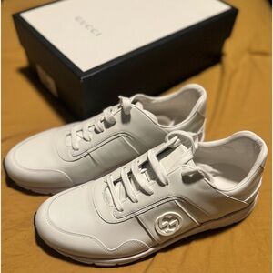 White Gucci Authentic Interlocking Womens Sneakers